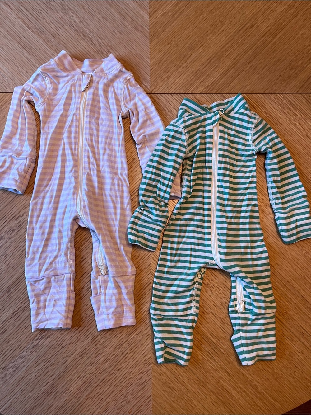 Hanna Andersson | Pair of HannaSoft 2-Way Striped Sleepers | Newborn